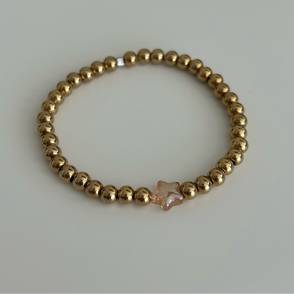 Stainless Steel Gold Bead Stretch Bracelet - Picture 7 of 11